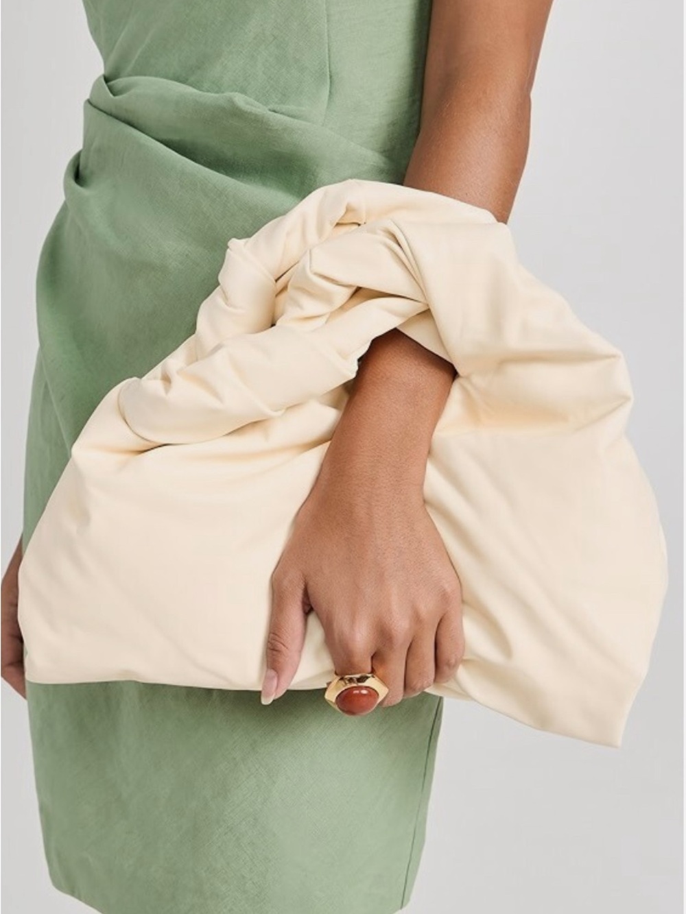 A.L.C. Paloma Vegan Leather Knot Twist Slouchy Puffy Handbag Buttercream